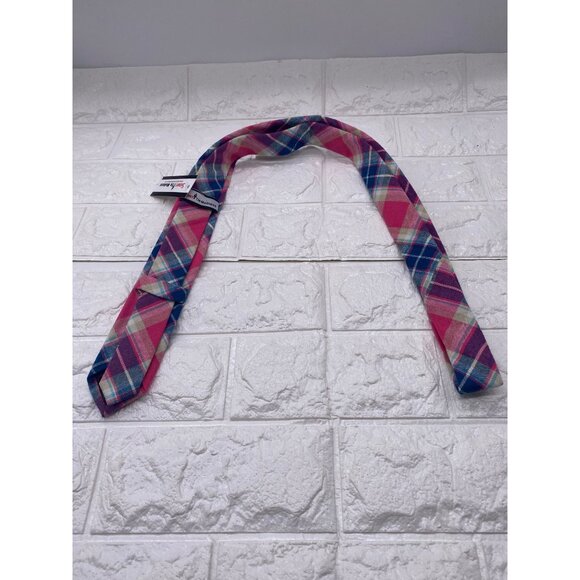 Skinny Tie Madness Salad Alarm Plaid Necktie Cotton Pink Multicolor SKM754 - Picture 2 of 11